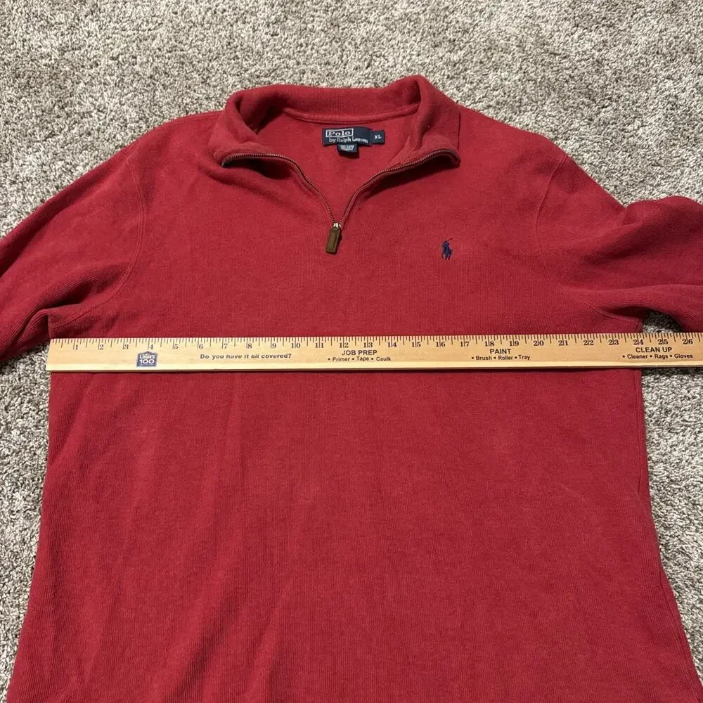 Polo Ralph Lauren Red Quarter 1/4 Zip Pullover Sweater Pony Logo Men’s Size XL